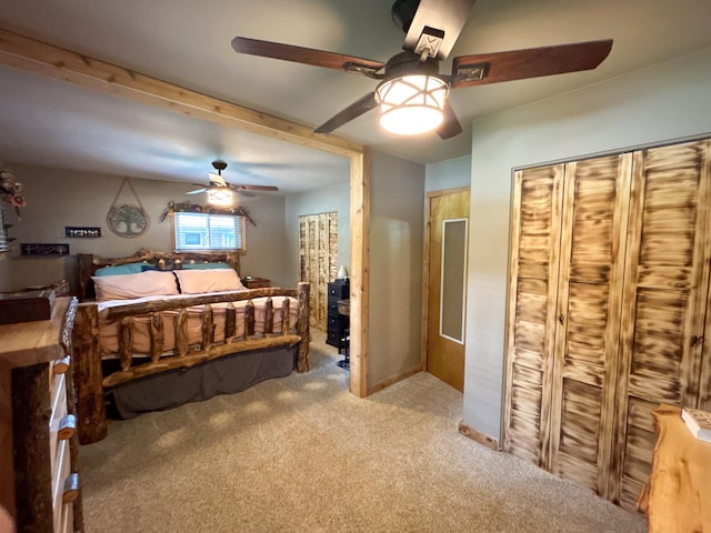 2069 Kenwood Dr, Flint, MI 48532 - bedroom featuring carpet flooring, ceiling fan, beamed ceiling, and baseboards