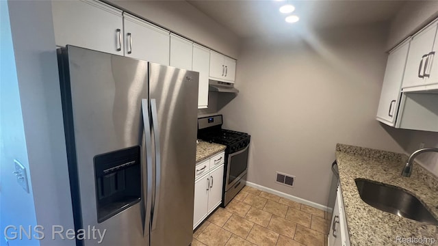 604 Millard Ave, Royal Oak, MI 48073 - kitchen featuring stainless steel appliances, a sink, under cabinet range hood, and white cabinets