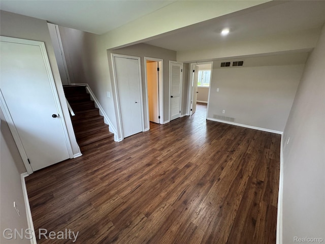 604 Millard Ave, Royal Oak, MI 48073 - spare room with dark wood-style floors, stairs, and baseboards