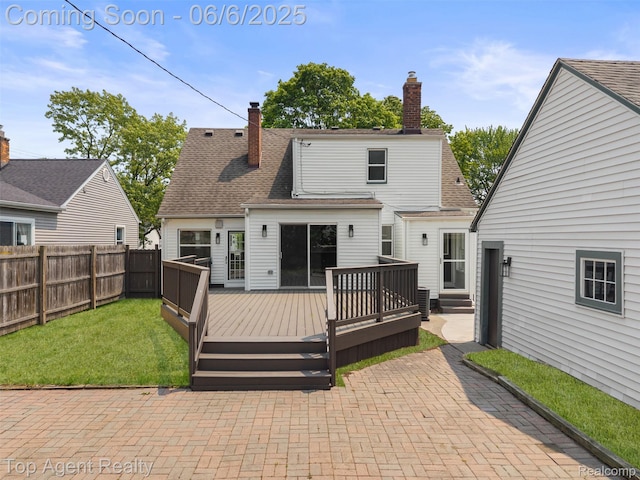 1703 N Blair Ave, Royal Oak, MI 48067 - back of property featuring a chimney, a deck, a patio, and roof with shingles