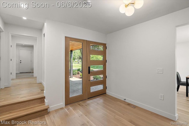 4340 Charing Cross Rd, Bloomfield Hills, MI 48304 - foyer entrance with baseboards, light wood-style flooring, and recessed lighting