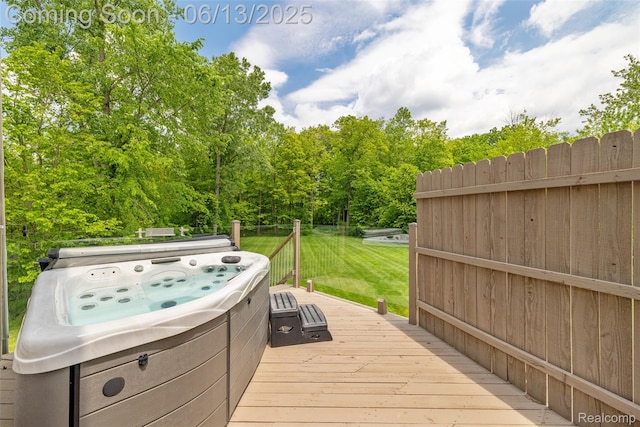 4230 Mill Lake Rd, Lake Orion, MI 48360 - wooden deck with a hot tub and a yard