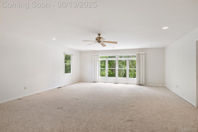 4230 Mill Lake Rd, Lake Orion, MI 48360 - carpeted empty room featuring a ceiling fan and recessed lighting