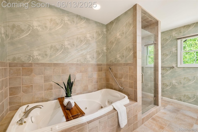 4230 Mill Lake Rd, Lake Orion, MI 48360 - full bath with a stall shower, a whirlpool tub, and tile patterned floors