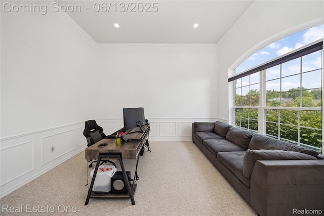 3788 High Grove Way, Lake Orion, MI 48360 - office space featuring carpet flooring, a decorative wall, wainscoting, and recessed lighting