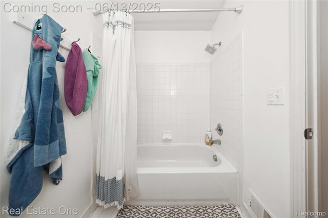 3788 High Grove Way, Lake Orion, MI 48360 - bathroom with shower / bath combo with shower curtain, tile patterned floors, and baseboards