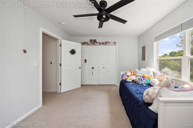 3788 High Grove Way, Lake Orion, MI 48360 - bedroom featuring light carpet, baseboards, and ceiling fan