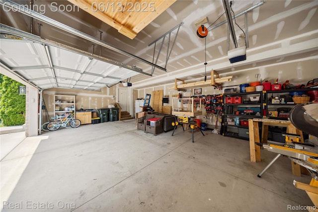 3788 High Grove Way, Lake Orion, MI 48360 - garage featuring a garage door opener and a workshop area