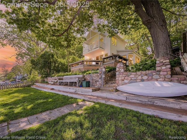 227 Ora Rd, Oxford, MI 48371 - view of yard featuring a balcony and a wooden deck