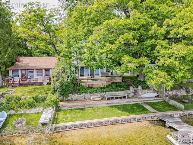 227 Ora Rd, Oxford, MI 48371 - back of house with a wooden deck and a lawn