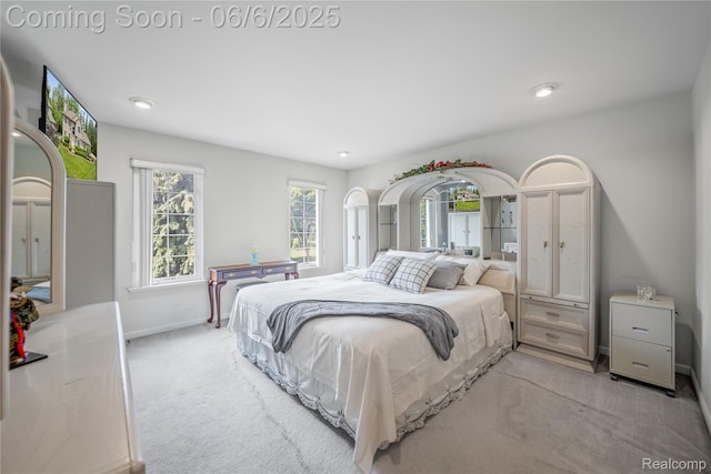 2105 Rob Rdg, Commerce Twp, MI 48390 - bedroom with light colored carpet, baseboards, and recessed lighting