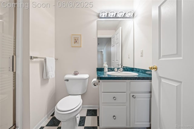 2105 Rob Rdg, Commerce Twp, MI 48390 - full bath featuring vanity, toilet, a shower stall, baseboards, and tile patterned floors