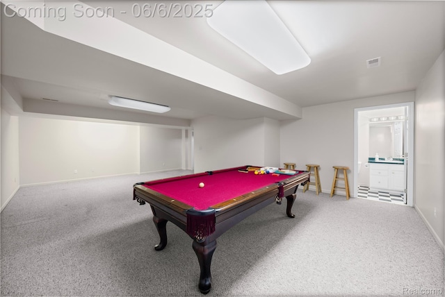 2105 Rob Rdg, Commerce Twp, MI 48390 - recreation room with carpet, pool table, and baseboards