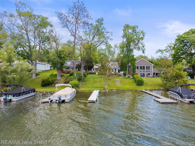 4044 Fieldview Ave, West Bloomfield, MI 48324 - dock featuring a water view and a lawn
