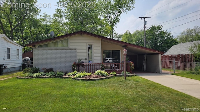 1318 S Linville Ave, Westland, MI 48186 - view of front facade with driveway, an attached carport, and central AC unit