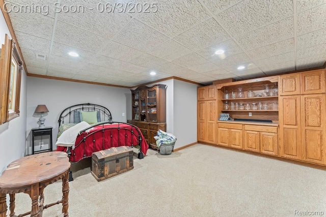 490 Rolling Oaks Dr, Howell, MI 48843 - bedroom with ornamental molding, light colored carpet, recessed lighting, and baseboards