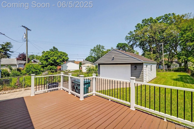 2231 Parker St, Dearborn, MI 48124 - wooden deck with a garage and an outdoor structure