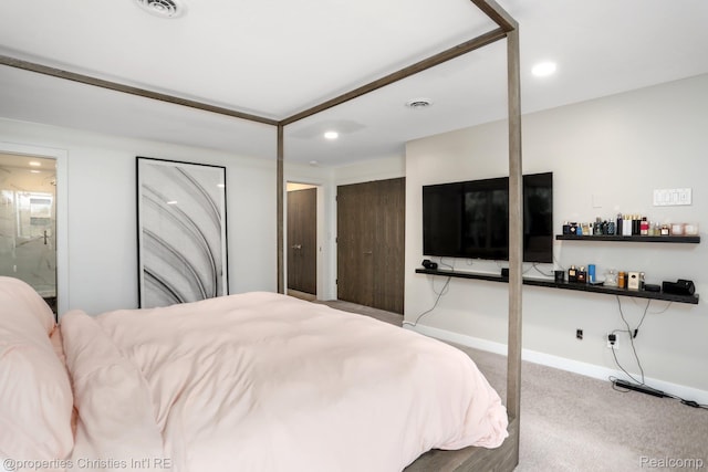 1093 Greentree Rd, Bloomfield Hills, MI 48304 - bedroom featuring carpet flooring, baseboards, ensuite bath, and recessed lighting