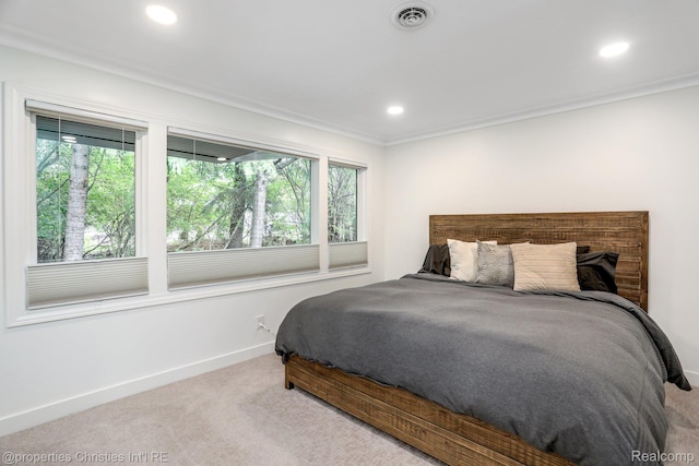 1093 Greentree Rd, Bloomfield Hills, MI 48304 - carpeted bedroom featuring baseboards, ornamental molding, and recessed lighting