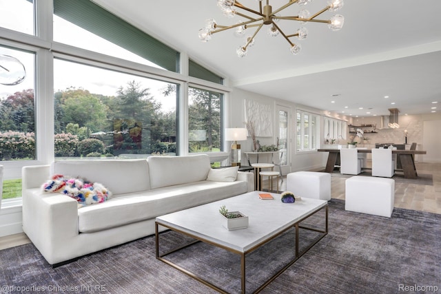 1093 Greentree Rd, Bloomfield Hills, MI 48304 - living room with a chandelier and recessed lighting