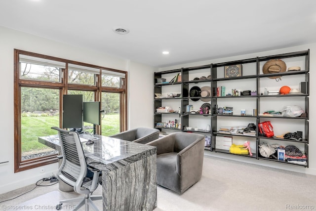 1093 Greentree Rd, Bloomfield Hills, MI 48304 - office area featuring light colored carpet, recessed lighting, and baseboards