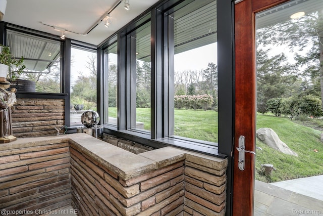 1093 Greentree Rd, Bloomfield Hills, MI 48304 - sunroom featuring track lighting and plenty of natural light