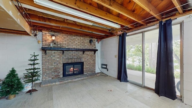 14883 Hideaway Dr, Vandalia, MI 49095 - unfurnished living room with a fireplace