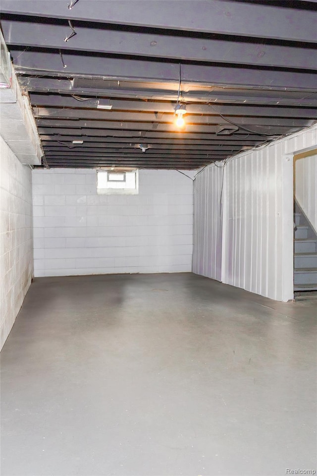 19176 Barlow St, Detroit, MI 48205 - below grade area with stairway and concrete block wall
