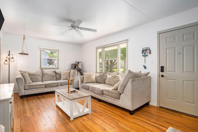 734 Hiways Ave, South Haven, MI 49090 - living room with healthy amount of natural light, ceiling fan, and light wood-style floors