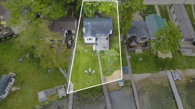 6026 Keeney Rd, Six Lakes, MI 48886 - aerial view of residential area with property boundaries highlighted