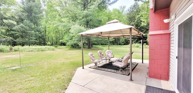 1308 Beaver Rd, Bitely, MI 49309 - view of grassy yard featuring a gazebo and a patio