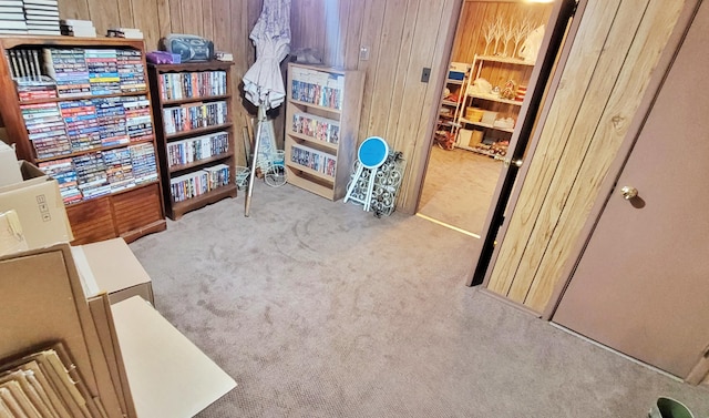 1308 Beaver Rd, Bitely, MI 49309 - carpeted home office featuring wooden walls