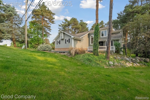 5490 Clarkston Rd, Clarkston, MI 48348 - view of property exterior with a lawn and a wooden deck