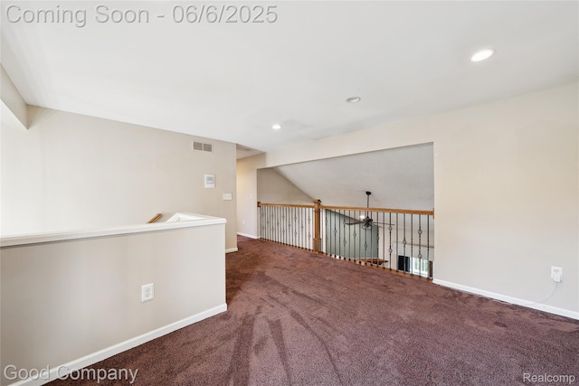 5490 Clarkston Rd, Clarkston, MI 48348 - empty room featuring carpet floors, baseboards, recessed lighting, and a ceiling fan