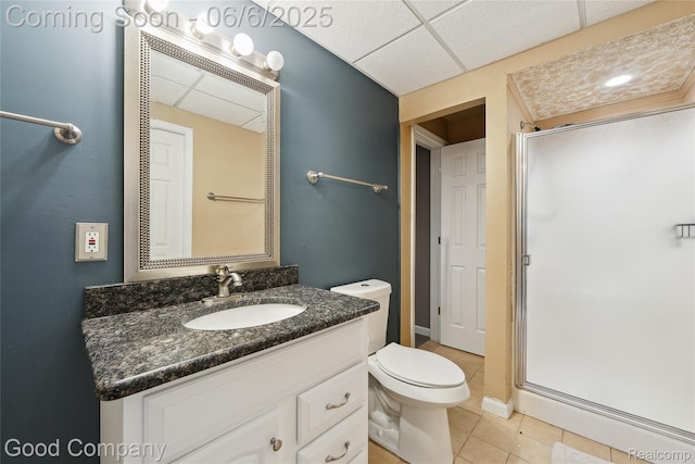 5490 Clarkston Rd, Clarkston, MI 48348 - full bath with a shower stall, tile patterned flooring, vanity, and toilet