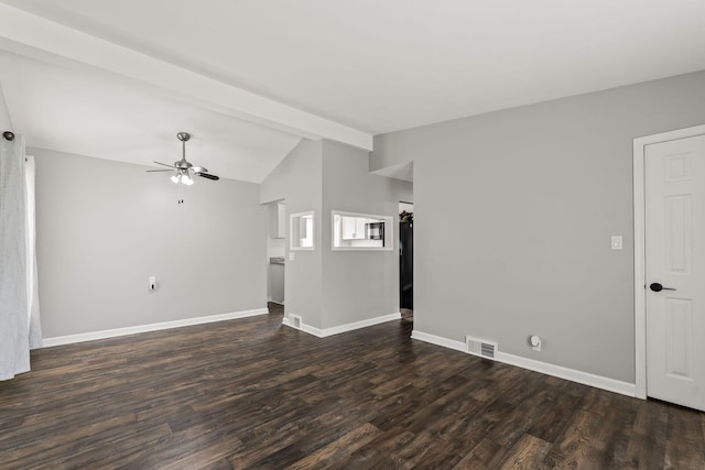 21850 Schroeder Ave, Eastpointe, MI 48021 - unfurnished room featuring ceiling fan, dark wood-style floors, and baseboards