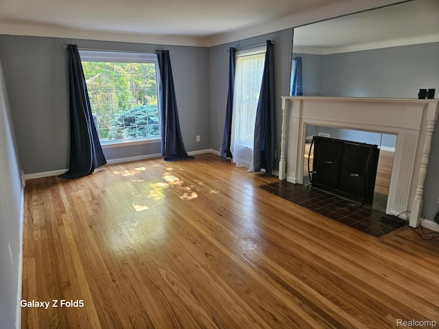 18941 Puritan St, Detroit, MI 48223 - unfurnished living room featuring plenty of natural light, wood finished floors, and baseboards