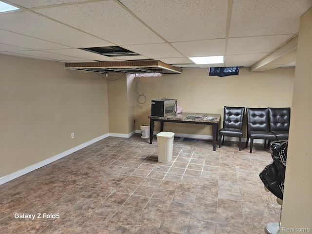18941 Puritan St, Detroit, MI 48223 - finished below grade area featuring a paneled ceiling and baseboards