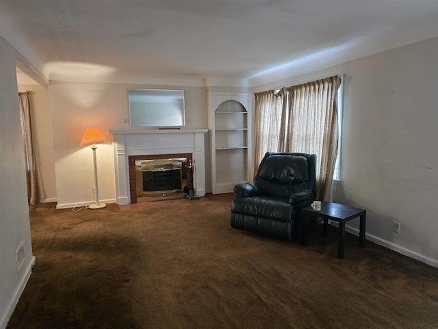 460 Westcombe Ave, Flint, MI 48503 - living area featuring a fireplace with flush hearth, carpet floors, and baseboards