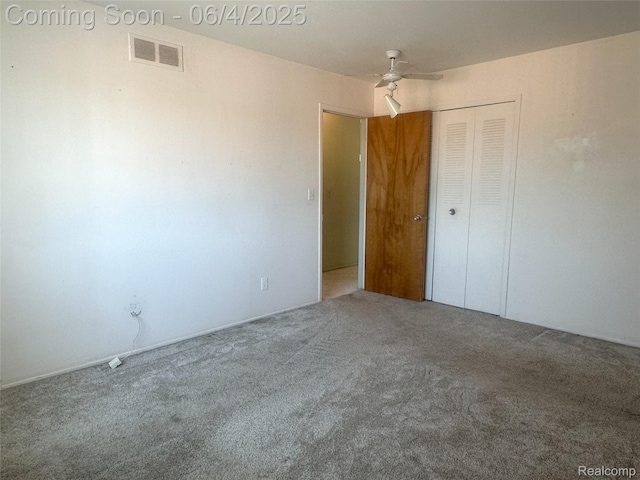 29330 Hoover Rd Unit 330, Warren, MI 48093 - unfurnished bedroom featuring carpet flooring, a closet, and a ceiling fan