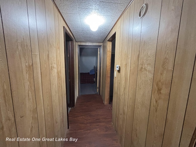 8446 Bamfield Rd, South Branch, MI 48761 - hallway with wood walls and wood finished floors