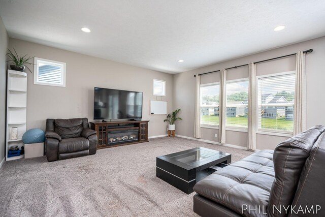 3880 Elm Ridge Dr, Holland, MI 49424 - living area with carpet flooring, recessed lighting, and baseboards