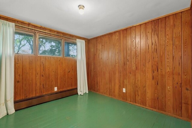 457 Gary Ave, Benton Harbor, MI 49022 - empty room featuring baseboard heating, plenty of natural light, and wood walls