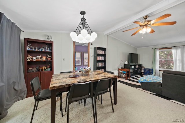 715 W Main St, Morenci, MI 49256 - dining space with a ceiling fan, a chandelier, and ornamental molding