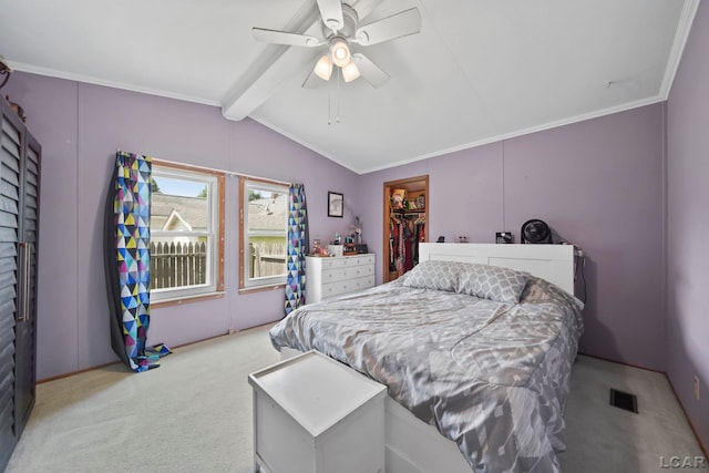 715 W Main St, Morenci, MI 49256 - bedroom with carpet, crown molding, ceiling fan, a walk in closet, and a closet
