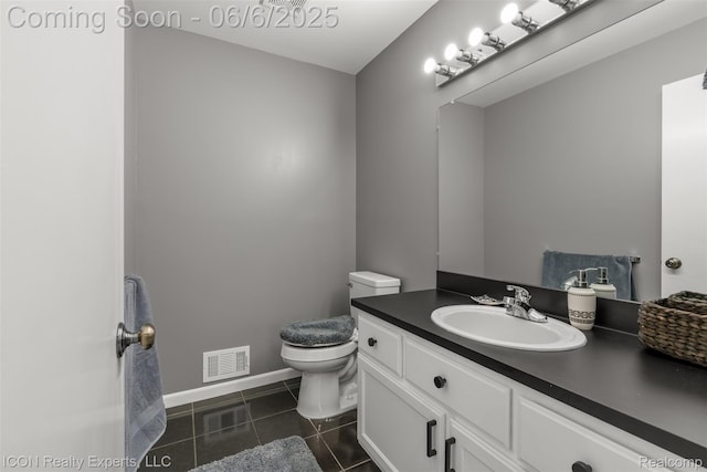 54613 Laurel Dr, Macomb, MI 48042 - bathroom with toilet, vanity, tile patterned floors, and baseboards