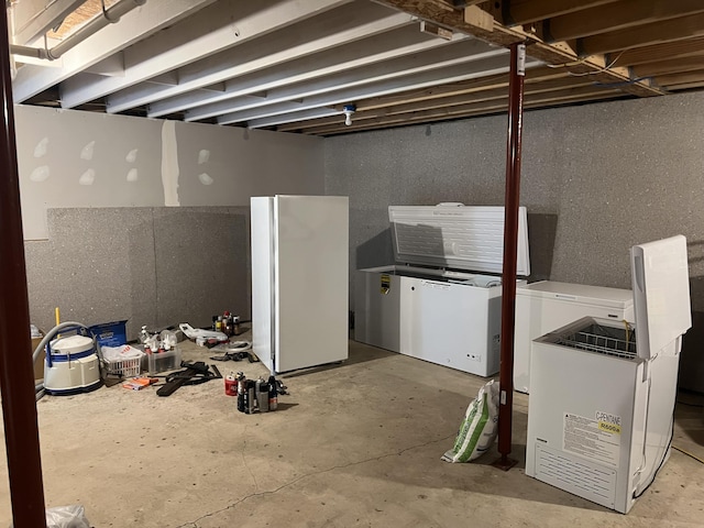252 E Fenn Rd, Coldwater, MI 49036 - unfinished below grade area with freestanding refrigerator