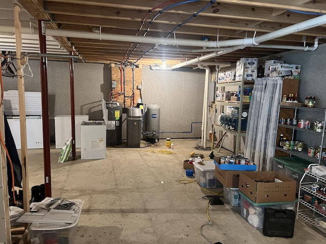 252 E Fenn Rd, Coldwater, MI 49036 - unfinished basement with electric water heater and refrigerator