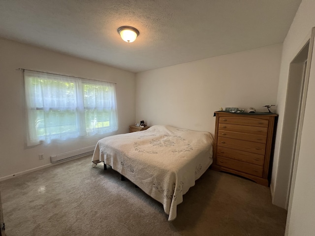 252 E Fenn Rd, Coldwater, MI 49036 - carpeted bedroom featuring baseboards, baseboard heating, and a textured ceiling