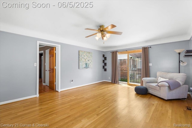 1731 N Franklin St, Dearborn, MI 48128 - sitting room with ceiling fan, light wood-style flooring, and baseboards